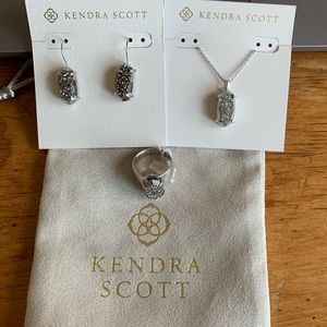 Kendra Scott - Earring, Necklace and Ring set. Never been worn! Platinum Drusy